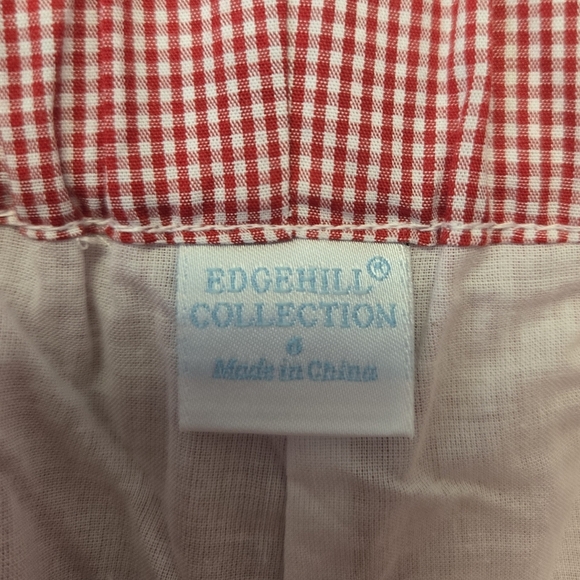 Edgehill Collection Peter Pan Collar Gingham Short Set Red 6 - Picture 8 of 11